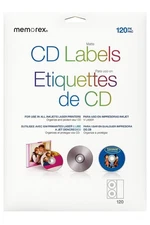 Memorex CD DVD Labels 120 Pack Matte Paper + Spine for Inkjet & Laser Printers