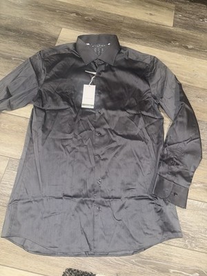 Eterna Performance Shirt Slim Gray Men s 16.5 Large NWT