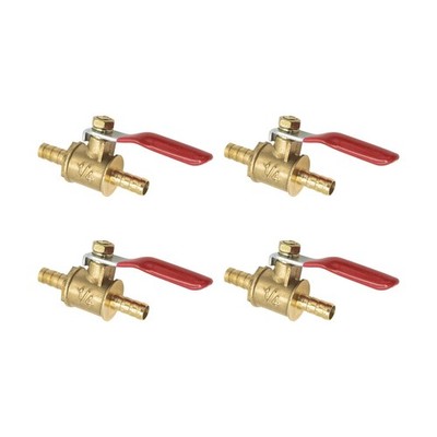 Joyangy 4-Pack Brass Ball Valves, 1/4'' (6mm) Hose Barb Shut-Off Switch for Ai...
