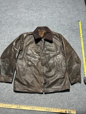 SOVIET ARMY USSR PILOT AIR FORCE BOMBER LEATHER JACKET SZ 50-6 Rare True Vintage