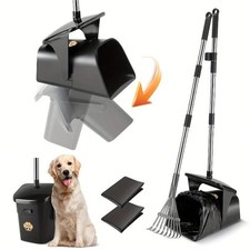 Pooper Scooper Large Swivel Bin With 20 Waste Bags And 1 Hook, 36.8" Long Handle