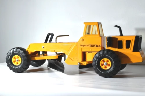VINTAGE 1970S ORANGE MIGHTY TONKA STEEL PRESSED ROAD GRADER TOY 54726