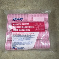Vintage GOODY Pink Magnetic Rollers snap over covers 8 Jumbo Rollers USA NOS