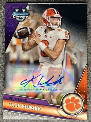 Cade Klubnik 2023 Bowman Chrome Prospect Base Auto Clemson NY Jets QB