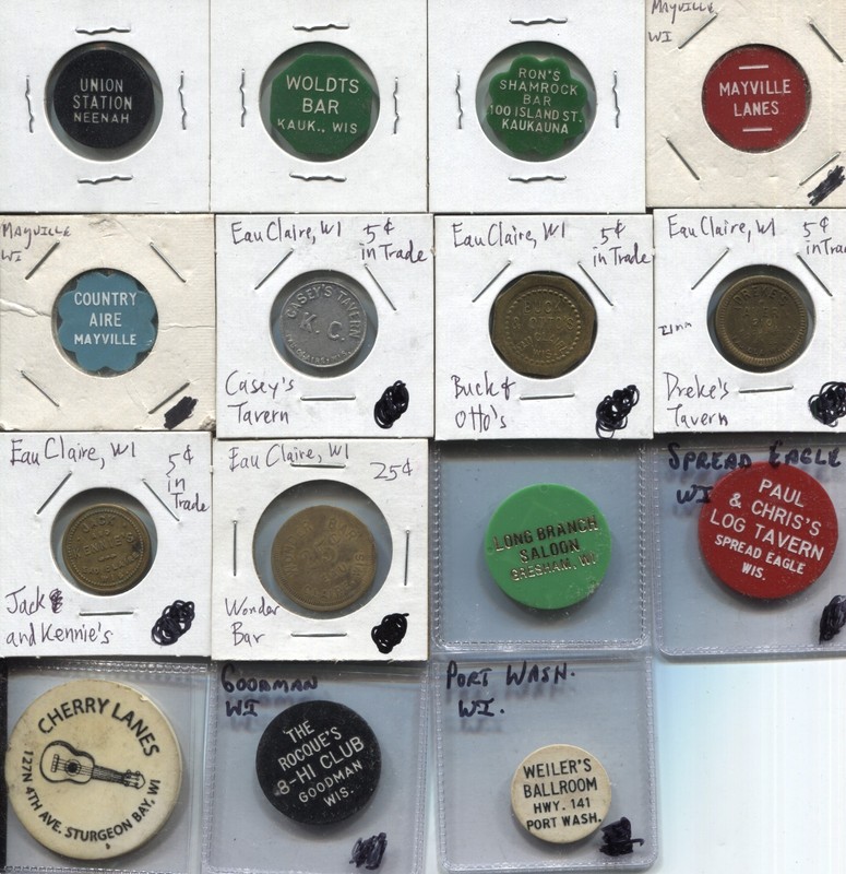 Lot 2 Old Wisconsin Trade Tokens 20 Pieces See Scans