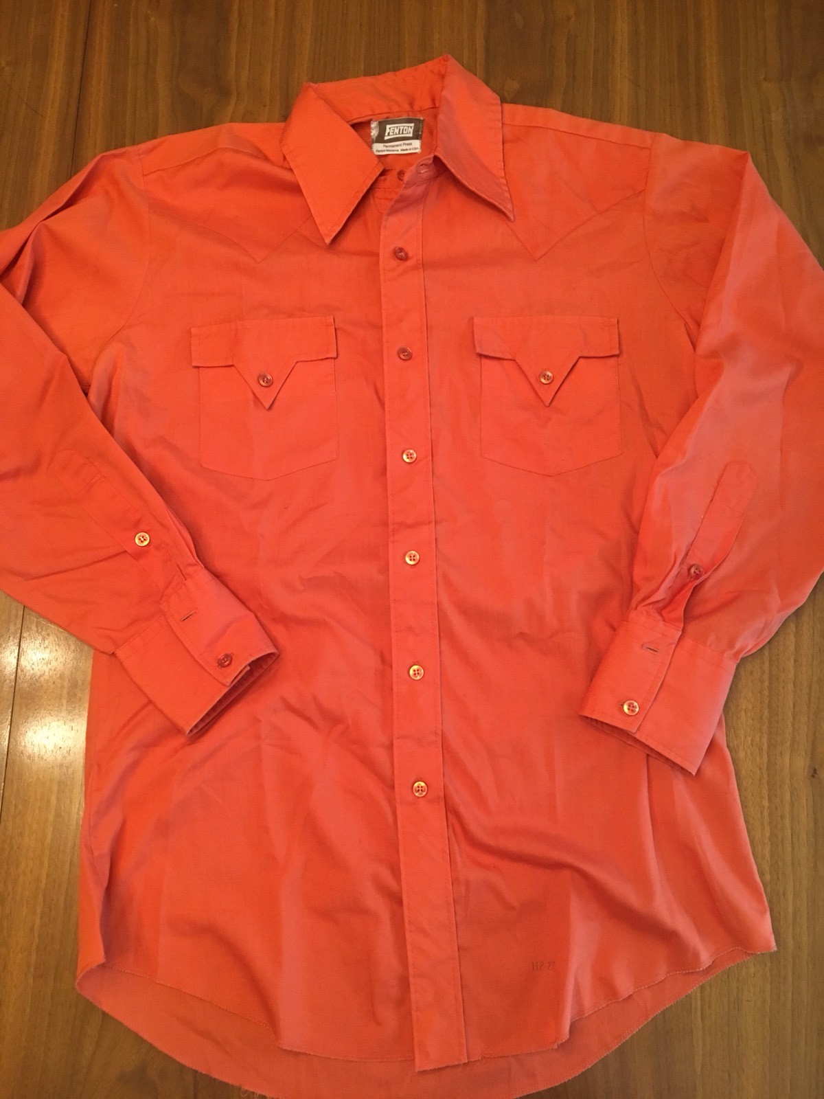 Mens Vintage Work Shirt FENTON sz Med Orange Utility eBay