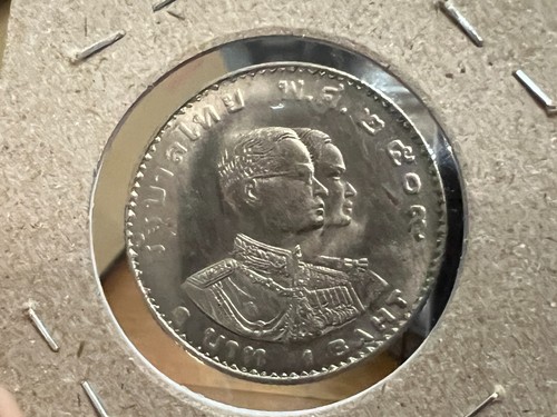 1966 THAILAND 1 BAHT BRILLIANT UNCIRCULATED - Picture 2 of 2