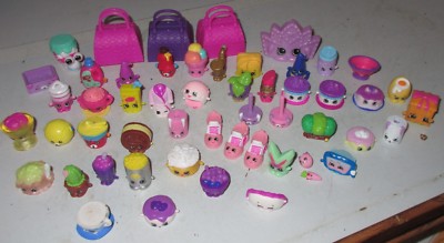 Moose Shopkins Lot Of 50 + Figures & Bags Nice Used Play Set Shop Kins Collector