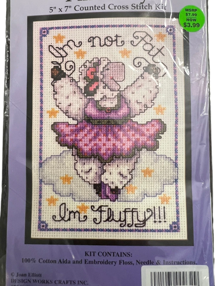 Lote de 2 Kits de Punto de Cruz Grateful for Friday | I’m Not Fat I’m Fluffy Nuevo en Paquete Foto 4 de 4