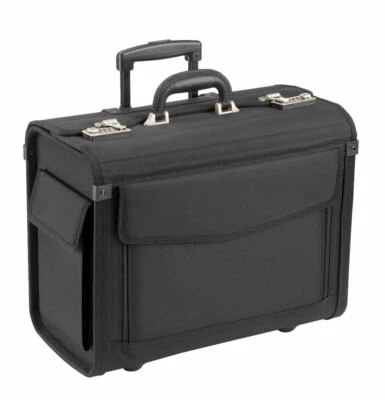 Pilotenkoffer Bowatex Aktenkoffer Koffer Trolley Nylon Schwarz 46 cm Dermata
