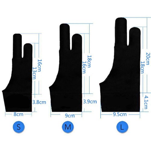 Black 2 Finger Artist Digital Drawing Glove Anti-fouling for Graphics Tablet - Picture 9 of 11
