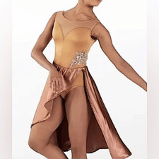 WEISSMAN Dance costume gold copper orange maxi dress Chasing Cars 13094 MA adult