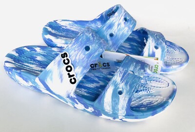 Crocs CLASSIC CROCS MARBLED SANDAL White / Oxygen blue Mens