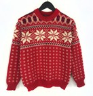 Women's Dale Norway Red Wool Jumper Knit Pattern Sweater Size 38 / XS