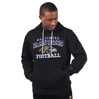 Baltimore Ravens Starter Hand Off Pull Over Hoodie - Black