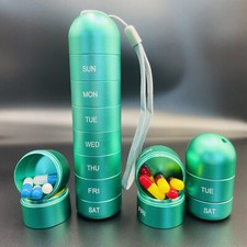 Pill Box Metal Medicine Dispenser Case Weekly Tablet Organizer Container 7 Day