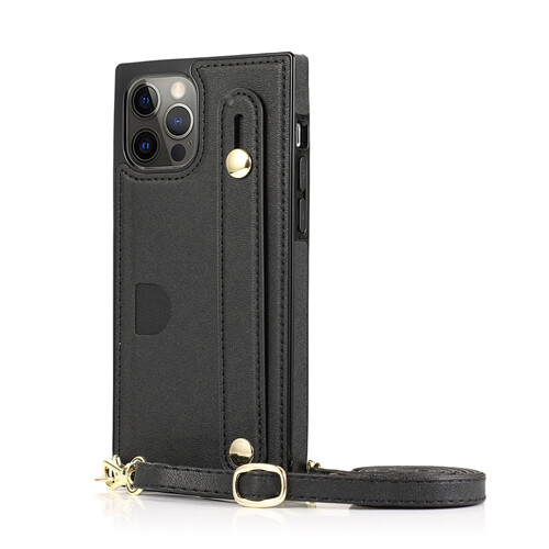 For iPhone 16 15 14 13 12 11 Pro Max XS/X Plus Leather Stand Cover Case w/ Strap - Bild 6 von 22