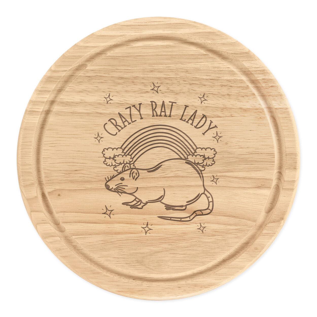 Rainbow Crazy Rat Lady Round Chopping Cheese Board Funny