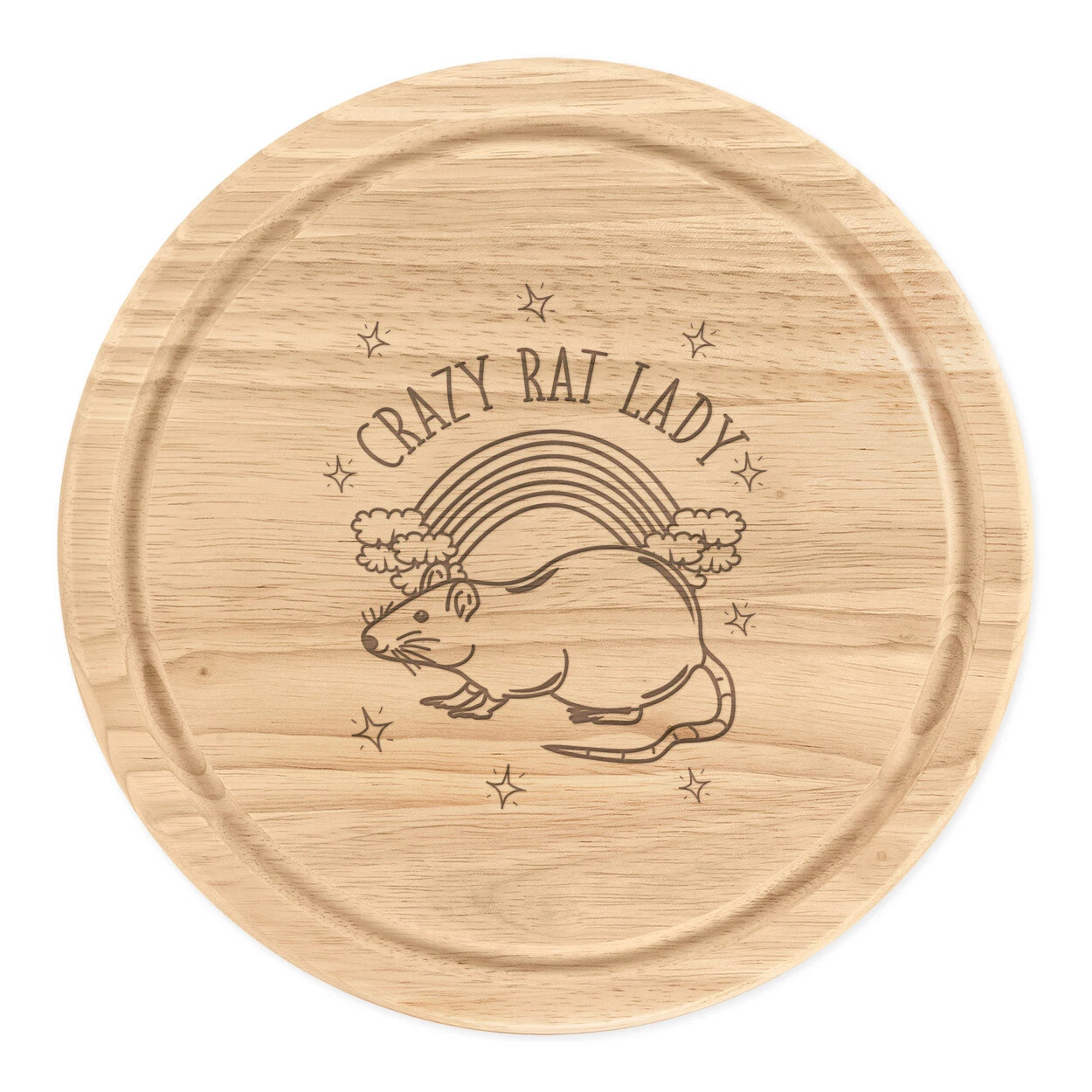 Rainbow Crazy Rat Lady Round Chopping Cheese Board Funny