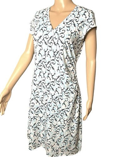 🩷Athleta Nectar Scroll Side Ruched Faux Wrap Dress Black & White Small - 第 3/7 張圖片
