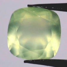 PREHNITE RARE FACETED GEMSTONE 11 MM CUSHION CUT ALL NATURAL AAA F-898