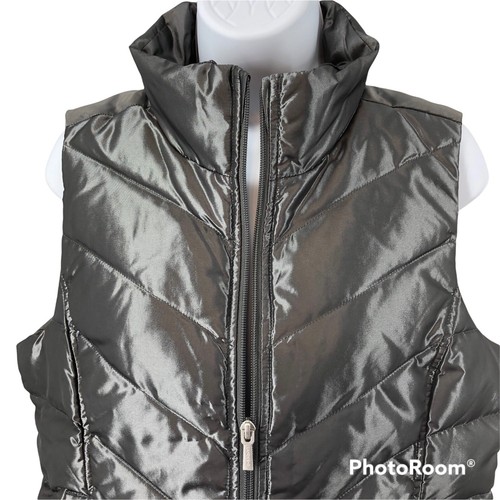 Metallic Pewter Down Puffer Vest 