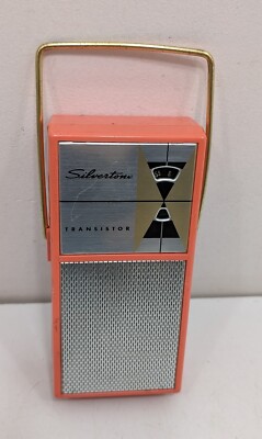 Vintage Silvertone Model 212 Coral Pink Transistor Radio Portable Gold ...