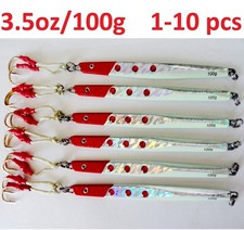 1 to 10 pcs 3.5oz/100g Red/Silver Vertical Speed Jigs Butterfly Saltwater Lures