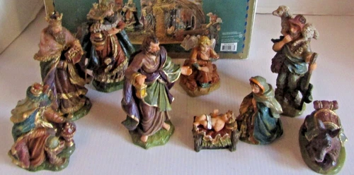 DEPT 56 Silent Night Away in a Manger NATIVITY SET of 10 Detailed Figures *READ*