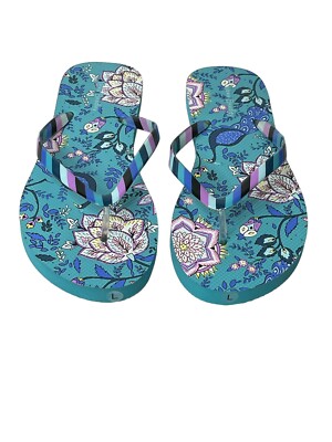 Vera Bradley Peacock Lotus Flower Womens 9/10 Flip Flops Never Worn