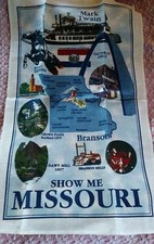 Show Me State Missouri SOUVENIR LINEN DISH KITCHEN TOWEL NOS USA Made