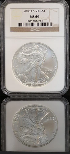 2003   $1 American Silver Eagle S NGC MS69 Brown Label