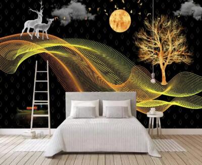 3D Golden Tree Sun ZHUA8399 Wallpaper Wall Murals Removable Self-adhesive Amy