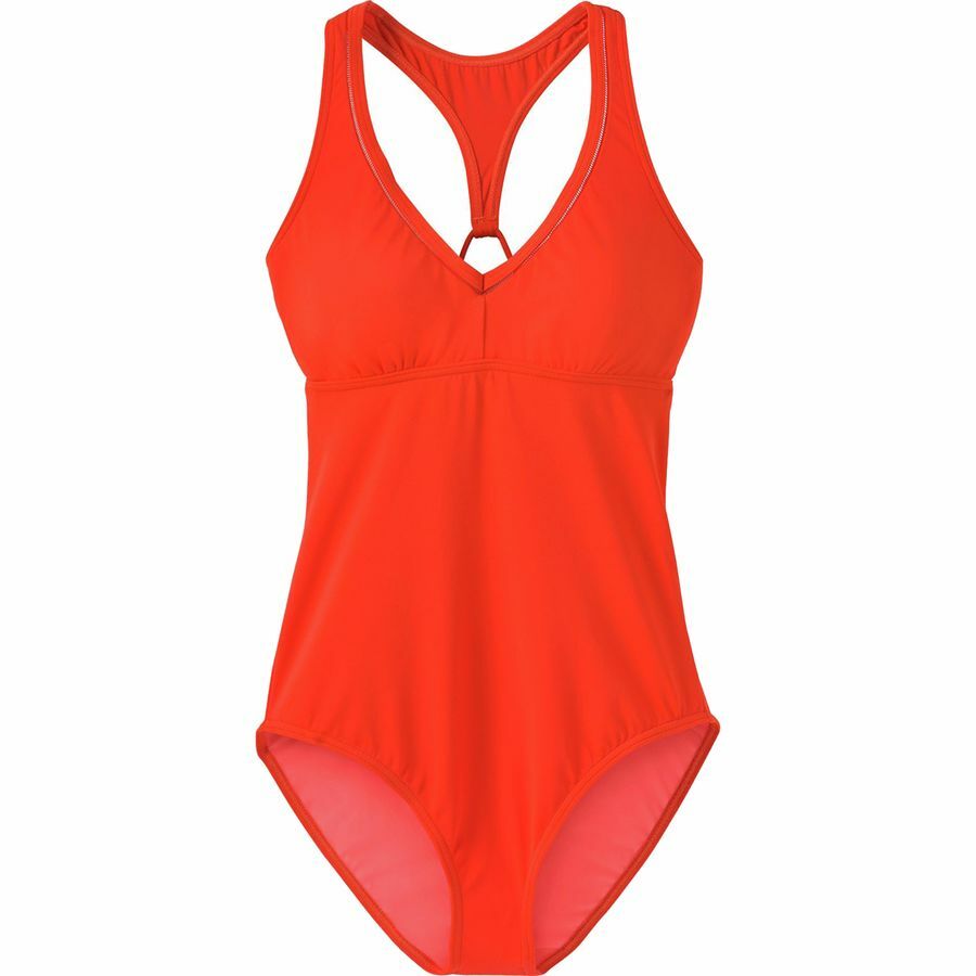 Swimsuit Prana Women Swimwear Orange One Piece Lace Up V Neck Large $95-image