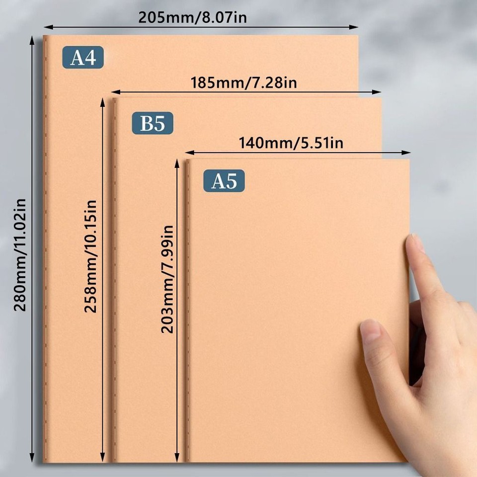 Grid/Lined/Blank Diary Book Kraft Cover Sketchbook Planner Notebook