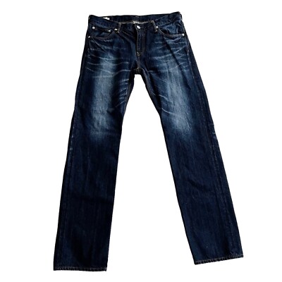 D.M.G Denim Jeans Made in Japan 11-160C Whiskering Dark Wash Straight Leg Sz L