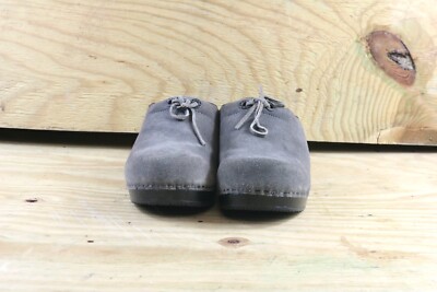 Lands End Shoes Clogs Womens Sz 7B Gray Suede Leather Mules Slip On Comfort