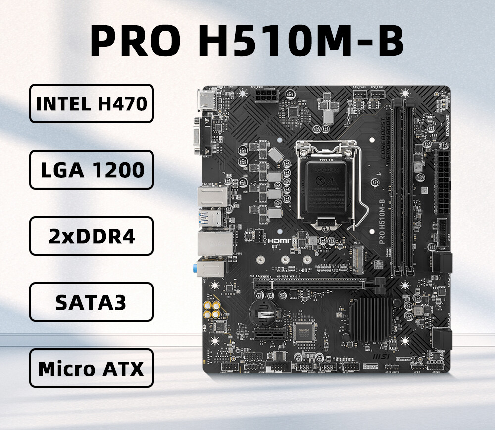 MSI PRO H510M-B Motherboard Intel H510 LGA 1200 64GB Support 11th
