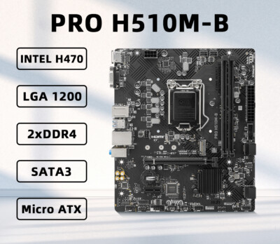 MSI PRO H510M-B Intel H510 LGA 1200 64GB Support 11th/10th