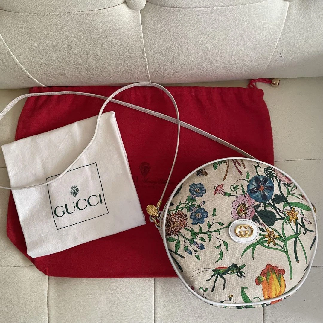 GUCCI Old Gucci Flora Circle bag with accessories Beige USED