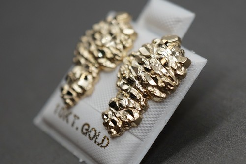 10K Nugget einfarbig gelbgold diamantgeschliffen Herren Frauen Kind Ohrstecker. 3 Größen - Bild 23 von 34