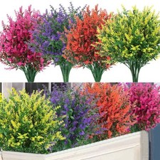 16/32 Bundles Artificial Flowers Fake Plants Outdoor UV Resistant Plastic Flower