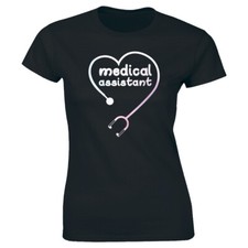 Medical Assistant with Pink White Stethoscope Women's Shirt Medical Healthcare
