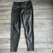 Athleta All Over Gleam Tight Leggings Pants Faux Leather High Rise Arbor Olive S