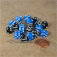 NEW 20 Black & Blue Mini 8mm Small 6 Sided RPG MTG Game Dice Set 5/16 inch D6