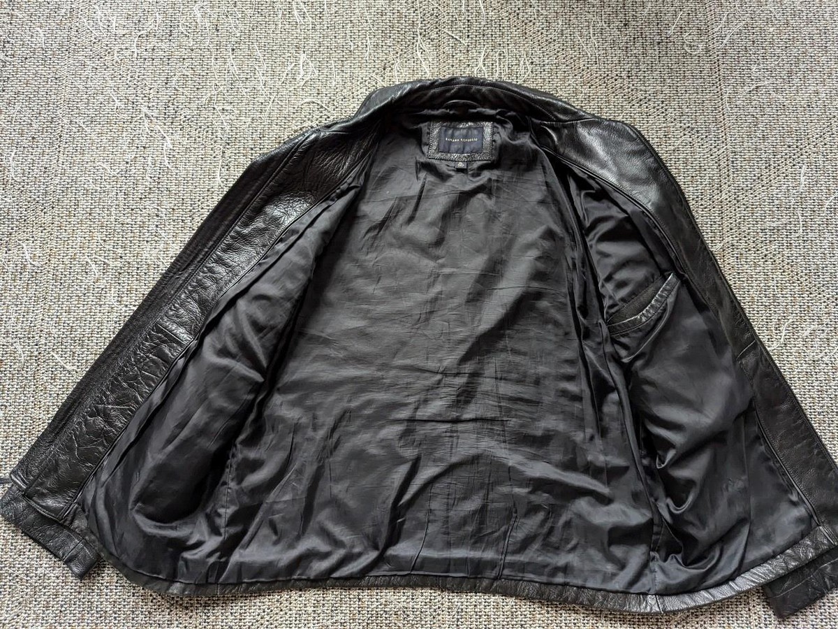 BANANA REPUBLIC leather jacket XL black cowhide MOTORCYCLE biker
