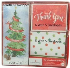 American Greetings Merry Christmas Holiday 33 Cards With Envelopes