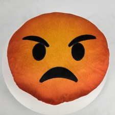 Almohada redonda de felpa Angry Emoji Expressions Mad Emoticon 11"