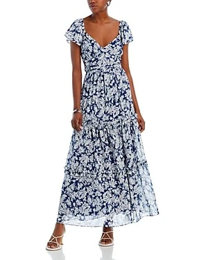 Womens Tiered Metallic Evening Dress 840263731866 Small RT $128.0