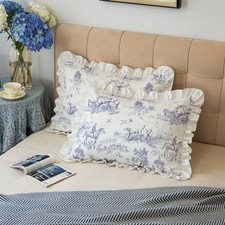 Pillow Shams Set of 2 Classic French Village Printed 26" x 20" Pack of 2 Blue